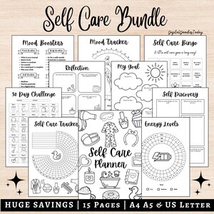 Self Care Planner Bundle, Self Care Journal, Bullet Junk Journals Pages Printable, BUJO Templates, Bullet Journal 2026, Self Care Checklist