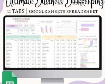 Small Business Easy Bookkeeping Template Google Sheets Bookkeeping Spreadsheet Expense Tracker Profit And Sales Tracker Accounting Template