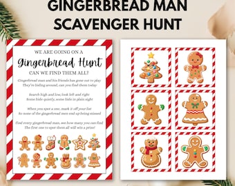 Christmas Scavenger Hunt Printable for Kids, Gingerbread Scavenger Hunt Game, Christmas Kid Activity, Christmas Gingerbread Man Hunt, PDF