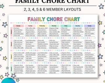 Tabla semanal de tareas familiares editable e imprimible en PDF, lista de tareas familiares, plantilla de horario familiar para niños, adultos y familias en Canva, planificador familiar en formato A4.