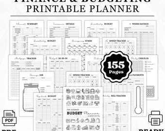 Finance Budget Printable Planner | Debt Payoff Monthly Budget Trackers | Savings Envelope Challenge | Finance Planner Digital Download PDF
