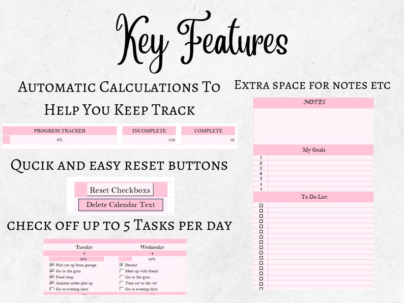 Digital Monthly Calendar 2023 Excel Task Planner Spreadsheet Undated