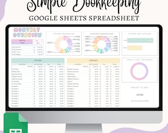 Bookkeeping Spreadsheet Template Google Sheets Business Spreadsheet Easy Bookkeeping Template | Business Planner| Income and Expense Tracker
