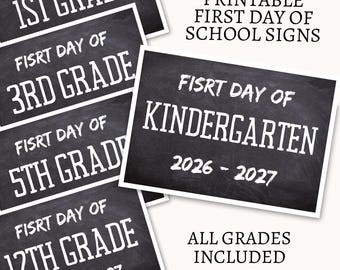 Custom First Day of School Sign Printable, Printable Back to School Sign, Chalkboard School Sign, Editable First Day School Sign Digital