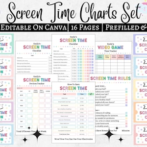 Editable Screen time checklist, Screen time rules,Screen time chore chart,Daily screen time schedule,Summer screen time checklist for kids