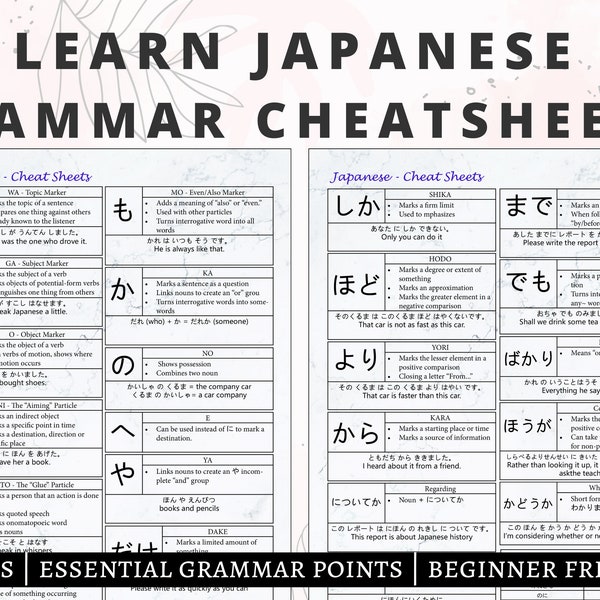 Japanese Language Cheat Sheets - Etsy UK