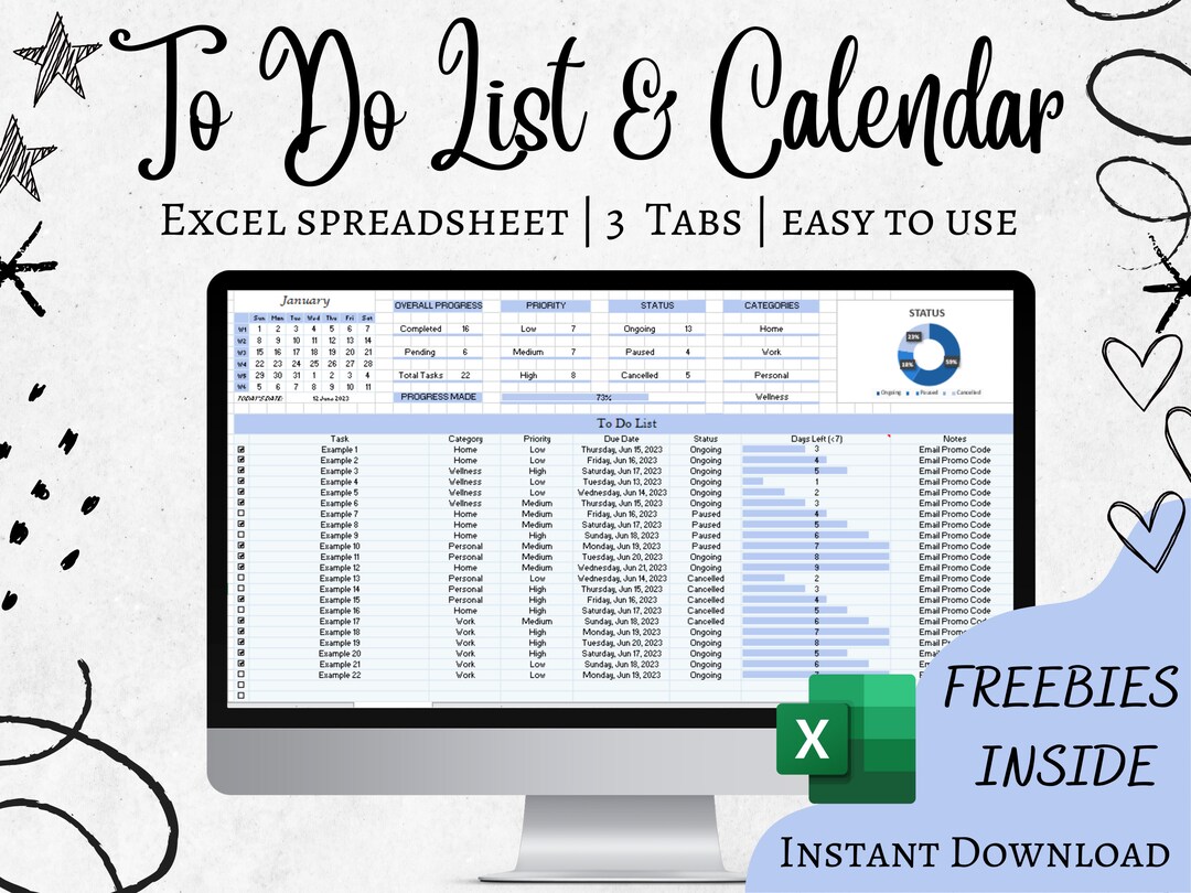 Excel to Do List Template Spreadsheet Task Planner Excel Daily to Do ...