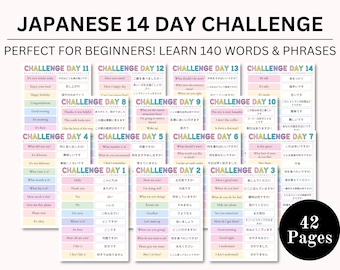 Libro de ejercicios imprimible de japonés, hojas de trabajo de japonés, práctica de escritura de vocabulario japonés, descarga digital en PDF de japonés, hojas de referencia de japonés