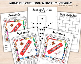 Saveopoly Savings Challenge Printable, Saveopoly Printable Journal, Printable Savings Game, Savings Tracker Budgeting Game, BUJO Saveopoly