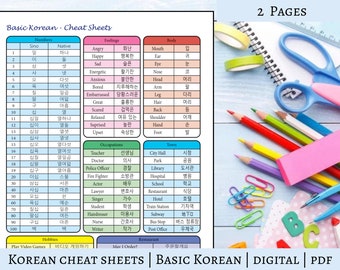 Korean Practice | Korean Alphabet | Korean Worksheets | Korean Language Learning | Korean Cheatsheets | Korean PDF Print | Learn Korean | N5