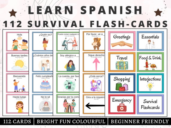 Spanish Flashcards for Beginners, Spanish Printable Flashcards, Spanish Essential Phrases, Spain, Spanish Language, Spanish Practice