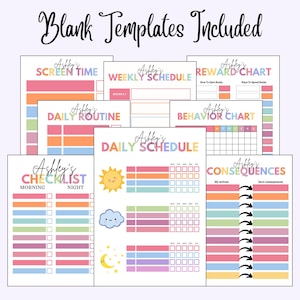 Editable Kids Chore Chart Bundle, School, Reward, Allowance, Daily Checklist, Weekly Chores, Behavior, Consequences, Screen Time, Letter image 8