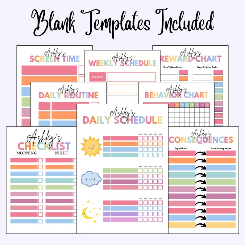 Editable Kids Chore Chart Bundle, School, Reward, Allowance, Daily Checklist, Weekly Chores, Behavior, Consequences, Screen Time, Letter image 8
