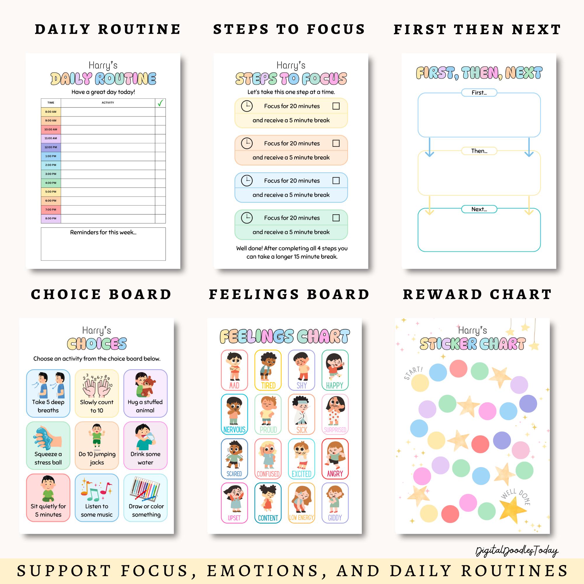 Children ADHD Executive Functioning Kit | Printable ADHD Kids Tools ...