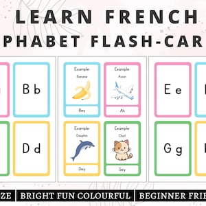 French Flashcards | French Alphabet | French Practice | French Cards | French Language Learning | French Basics | Digital Download PDF