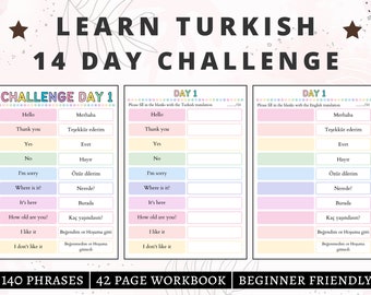 Turkish Language | Turkish Practice Phrases & Expressions, Turkish Beginner Phrases, Turkish Learning, Turkish Workbook, Turkish Challenge