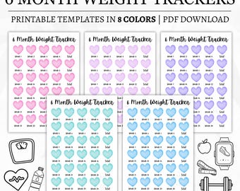 6 Month Weight Loss Tracker Printable | Digital Weekly Weight loss Tracker | Printable 24 Week Weightloss Tracker Chart PDF Digital Download