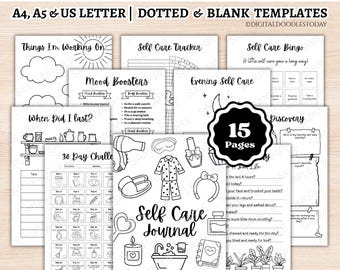 Self Care Journal Printable Bundle, Self Care Bullet Journal, Bullet Journals Pages Printable, BUJO Templates Bullet Journal Tracker Digital
