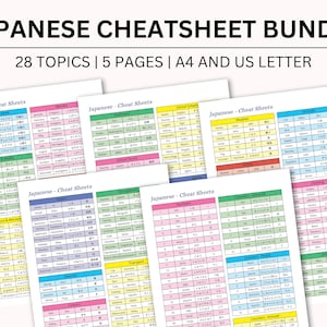 Hojas de referencia de japonés, aprendizaje del idioma japonés, hiragana japonés, hojas de referencia de japonés, vocabulario japonés para principiantes, PDF japonés para imprimir