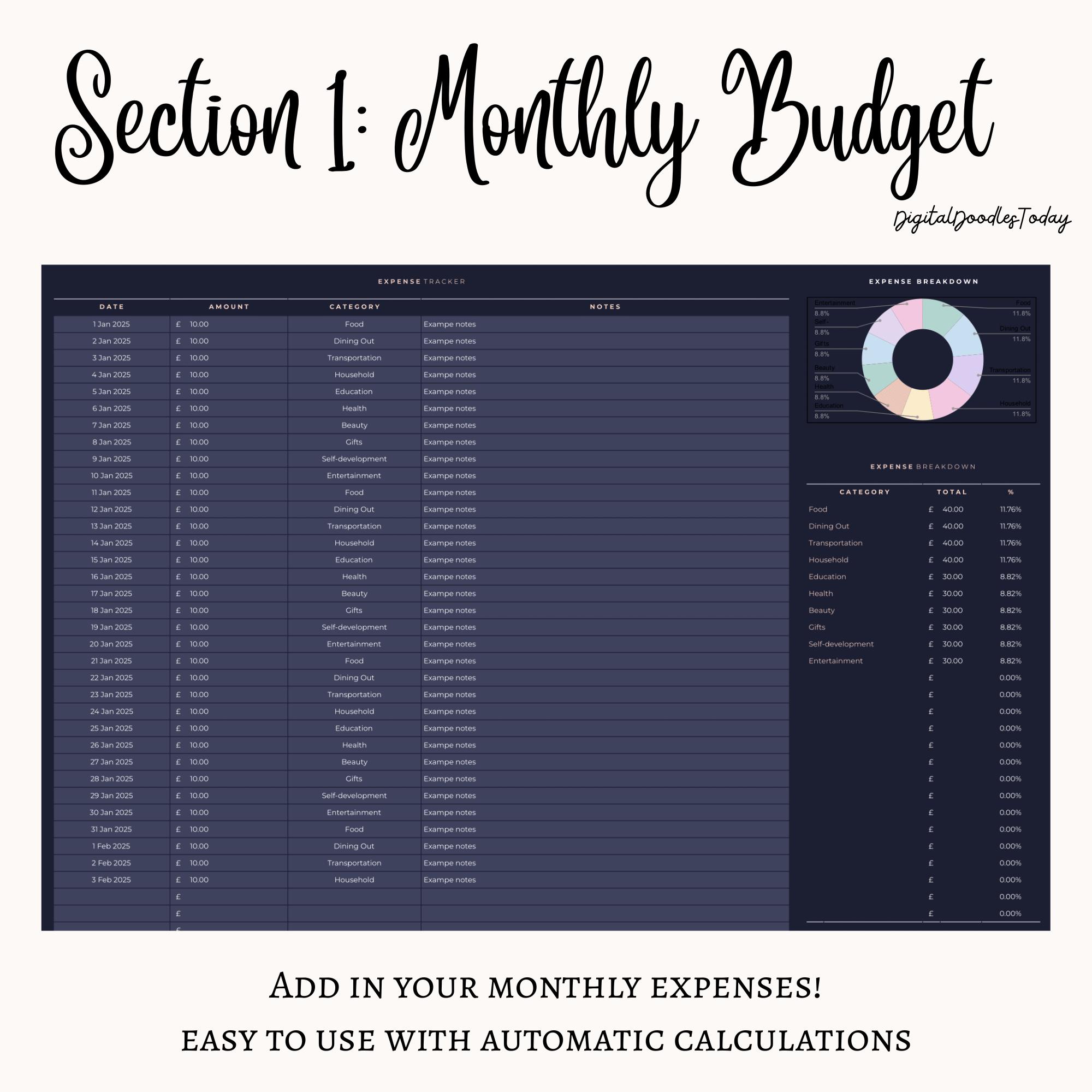 Budget Planner Google Sheet Dark Mode Monthly Budget Spreadsheet ...