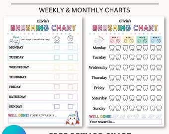 Tabella modificabile per lavarsi i denti per bambini, tabella stampabile per lavarsi i denti, tracker per lavarsi i denti per bambini, tabella stampabile PDF per lavarsi i denti quotidianamente