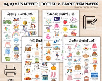 Bucket List Bullet Journal Printable, Printable Bullet Journal, Fall Bucket List, Winter Bucket List, Summer Bucket List, Spring Bucket List