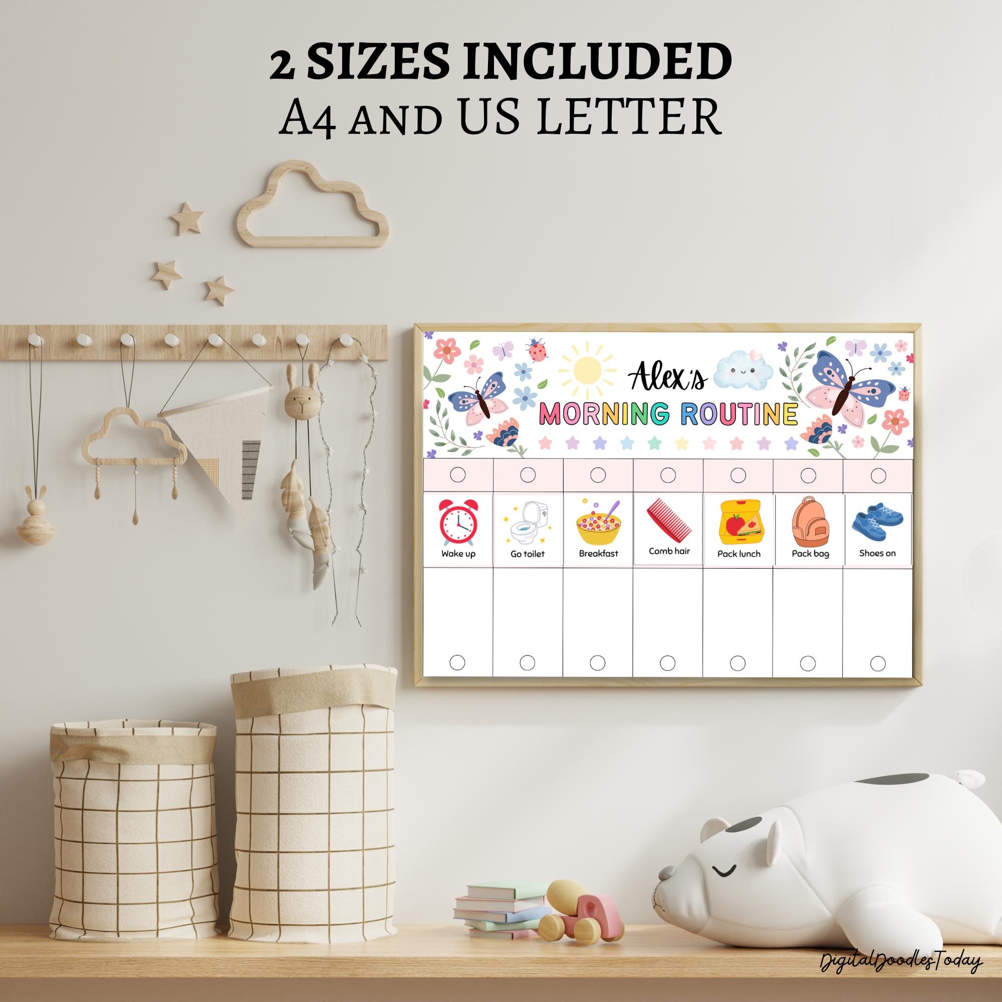 Kids Flip Routine Chart Editable Printable, Morning Evening Bedtime ...