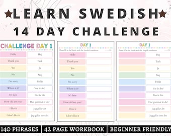 Swedish Language | Swedish Practice Phrases & Expressions, Swedish Beginner Phrases, Swedish Learning, Swedish Workbook, Swedish Challenge