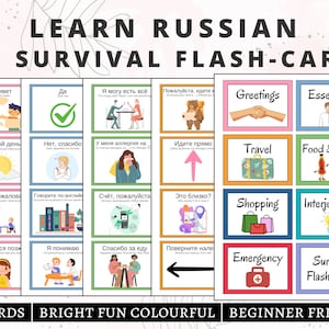Russisch Karteikarten für Anfänger, Russische Bildkarten zum Ausdrucken, Grundphrasen, Russland, Russische Sprache, Russisch üben