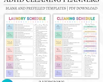 Editable Cleaning Schedule Checklist | Printable Daily Weekly Laundry Cleaning Schedule Planner | Family Chore Chart Digital Download PDF