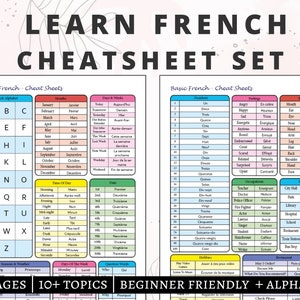Hojas de referencia en francés, aprendizaje del idioma francés, alfabeto francés, práctica de francés, vocabulario francés, francés para principiantes, PDF en francés