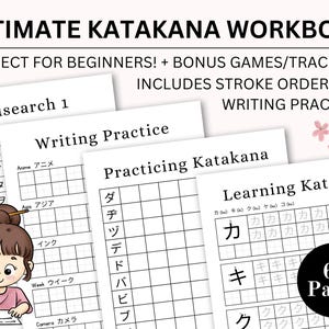 Japanese Katakana Workbook | Printable Japanese Writing Practice Sheets | Japanese Katakana Writing Practice Worksheets PDF Printable