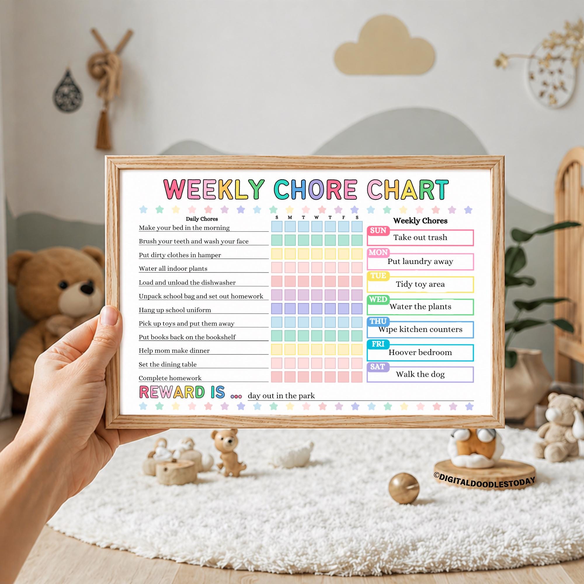 Editable Weekly Chore Chart for Kids | Printable Kids Responsibility ...