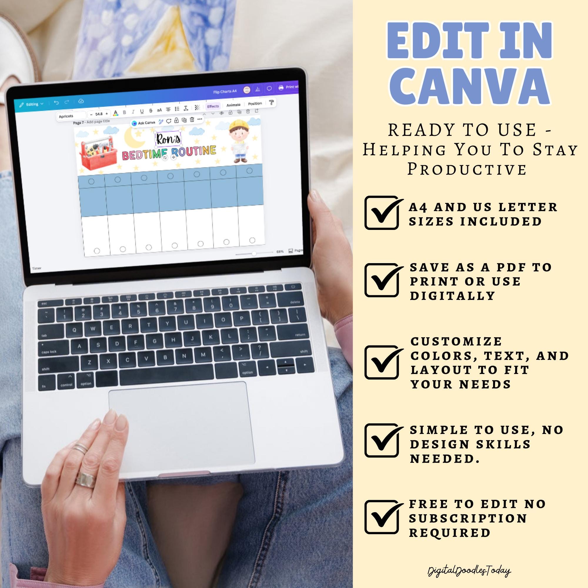 Kids Flip Chart Toddler Routine Chart, Canva Editable Routine Flip ...