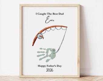 Father’s Day Handprint Craft Printable | Dad Fishing Gift from Kids | DIY Kids Handprint Art | Father's Day Gift | Caught The Best Dad Gift