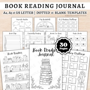 Book Reading Journal Reading Planner Bundle Book Tracker Reading Challenge Book Reading Log Book Review Monthly Yearly Printable Digital PDF