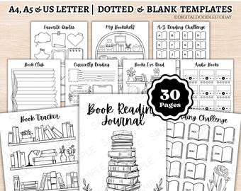 Book Reading Journal Reading Planner Bundle Book Tracker Reading Challenge Book Reading Log Book Review Monthly Yearly Printable Digital PDF