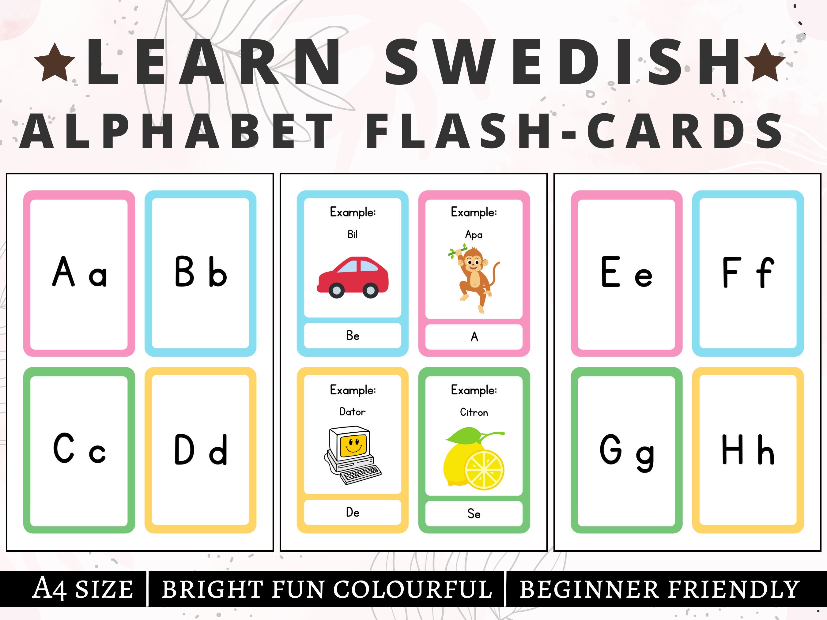 Swedish Flashcards | Swedish Alphabet | Swedish Practice | Swedish Cards | Swedish Language Learning | Swedish Basics |  Digital  PDF