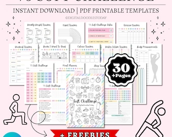 75 Soft Challenge Tracker Printable Editable, 75 Soft Challenge, 75 Soft Editable Planner, Editable 75 Soft Challenge Bundle Download PDF