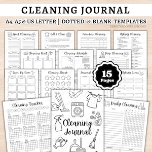 Può includere: Un set di diario di pulizia digitale con 15 pagine e modelli in bianco e nero, tra cui Speed Cleaning, Roll & Clean, Pomodoro Cleaning, Flylady Cleaning, Cleaning Reset, Cleaning Schedule, Deep Cleaning, Room By Room e Cleaning Tracker.