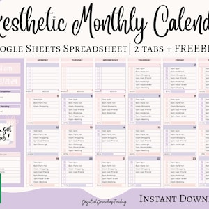 Digital Smart Calendar For Google Sheets, Task Tracker Spreadsheet, Weekly & Daily Habit Tracker, To do List, ADHD Monthly Planner | 2025