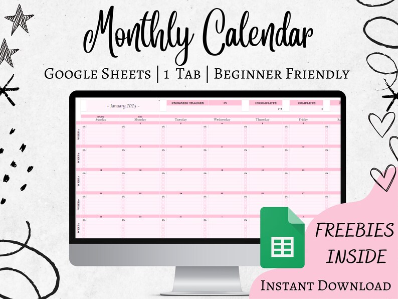 Monthly Calendar Spreadsheet Monthly Planner Template Automated Monthly Calendar Spreadsheet Monthly Planner Template Automated