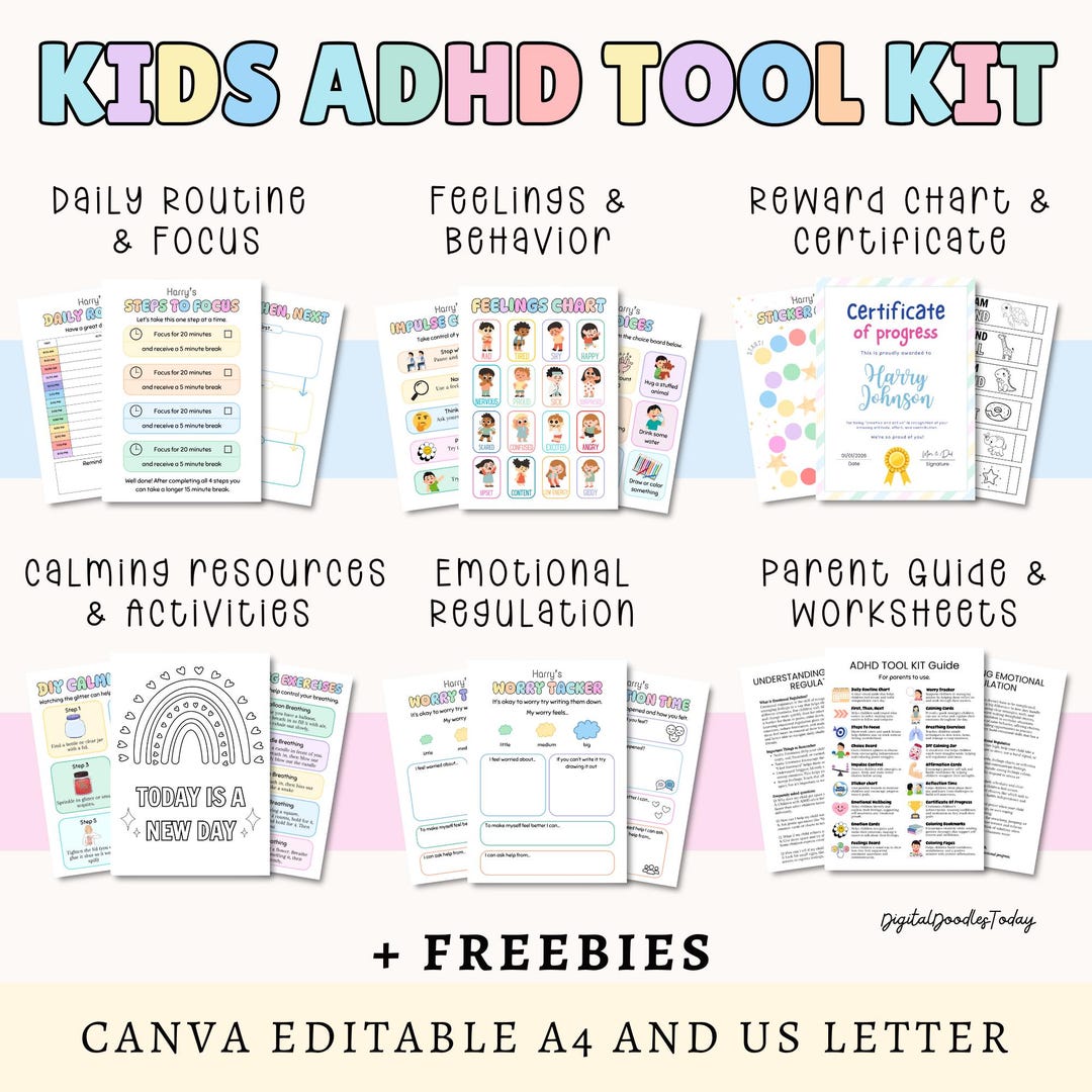 Children ADHD Executive Functioning Kit | Printable ADHD Kids Tools ...