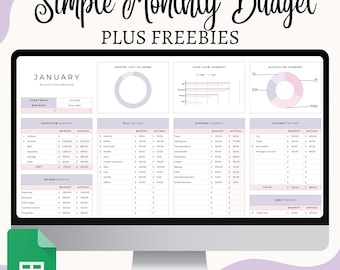 Budget Planner Google Sheet Monthly Budget Spreadsheet Paycheck Budget Template Simple Weekly Financial Planner Beginners Biweekly Budgeting
