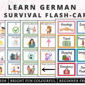 Cartes mémoire en allemand pour débutants, Cartes mémoire imprimables en allemand, Phrases essentielles de l'allemand, Apprendre l'allemand, Langue allemande, Pratique de l'allemand