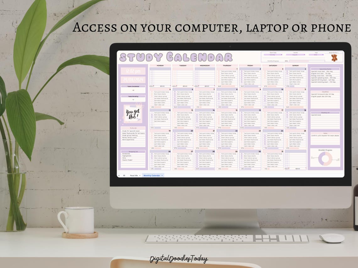 Student Planner W/ Assignment Tracker Academic Planner Google Sheets ...