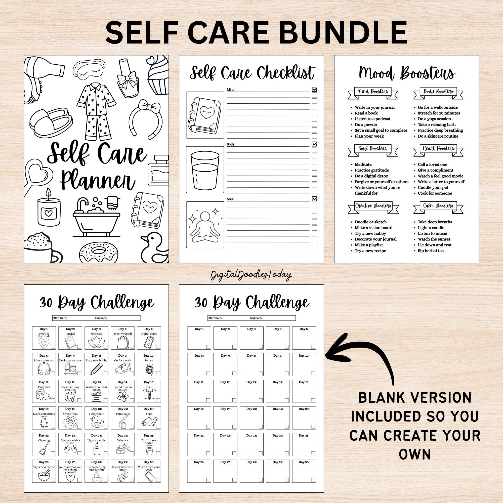 Self Care Planner Bundle, Self Care Journal, Bullet Junk Journals Pages ...