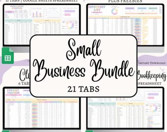 Small Business Spreadsheet Template for Google | Client Tracker Google Sheet | Inventory Tracker Dashboard | Small Business Planner Bundle