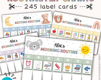 Editable Kids Flip Routine Chart, Printable Morning Evening Bedtime Flip Chart, Kids Visual Chart Toddler Chore Chart, Kids Flip Chart Canva