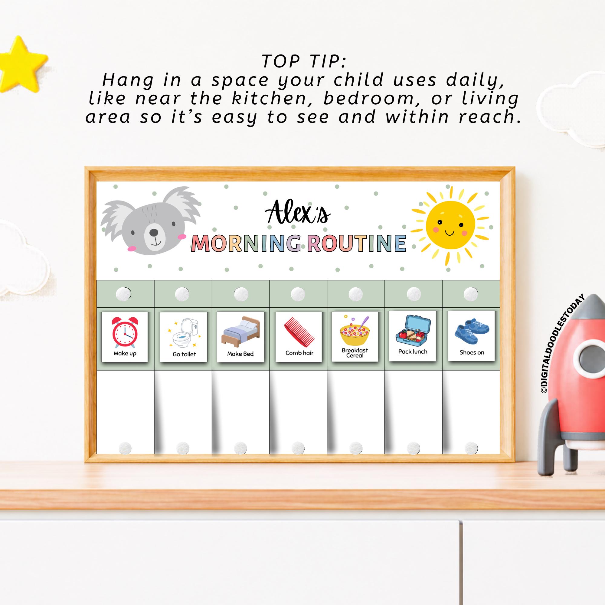 Editable Kids Flip Routine Chart, Printable Morning Evening Bedtime ...